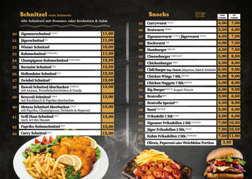 Grillhaus Weisweiler Speisekarte