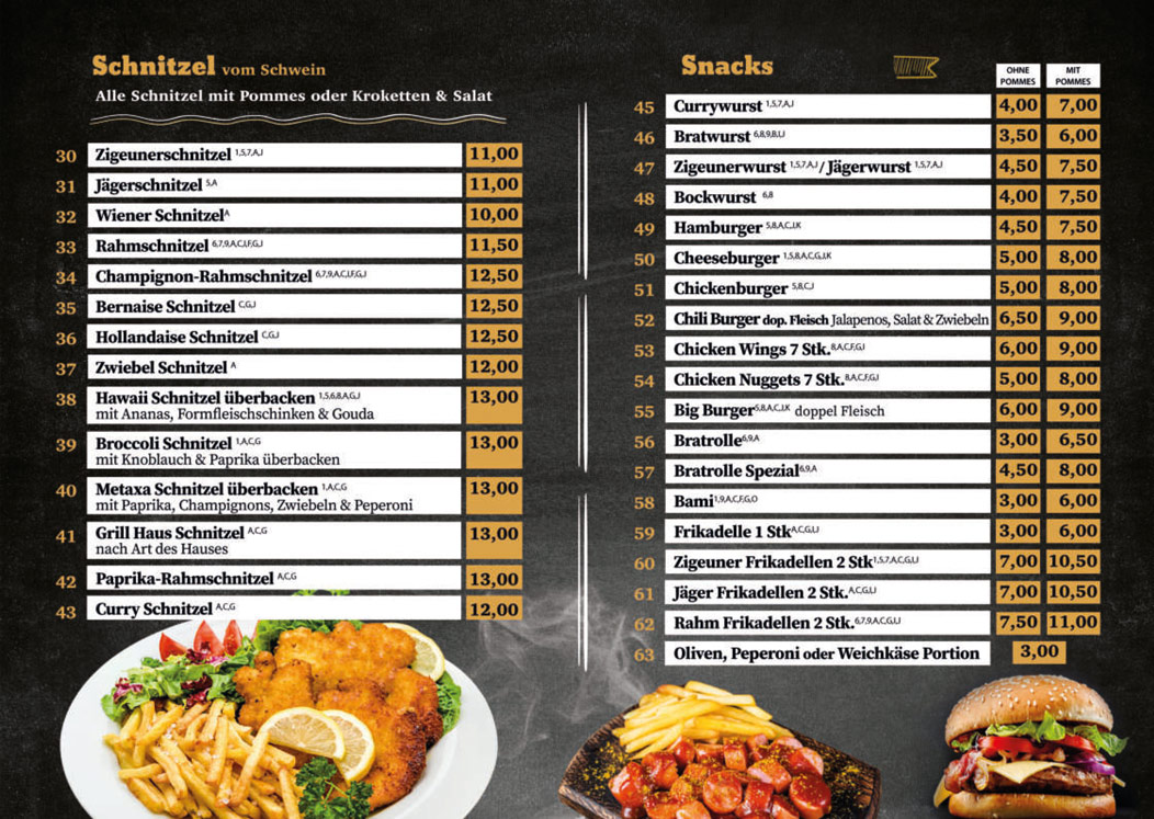 Grillhaus Weisweiler Speisekarte