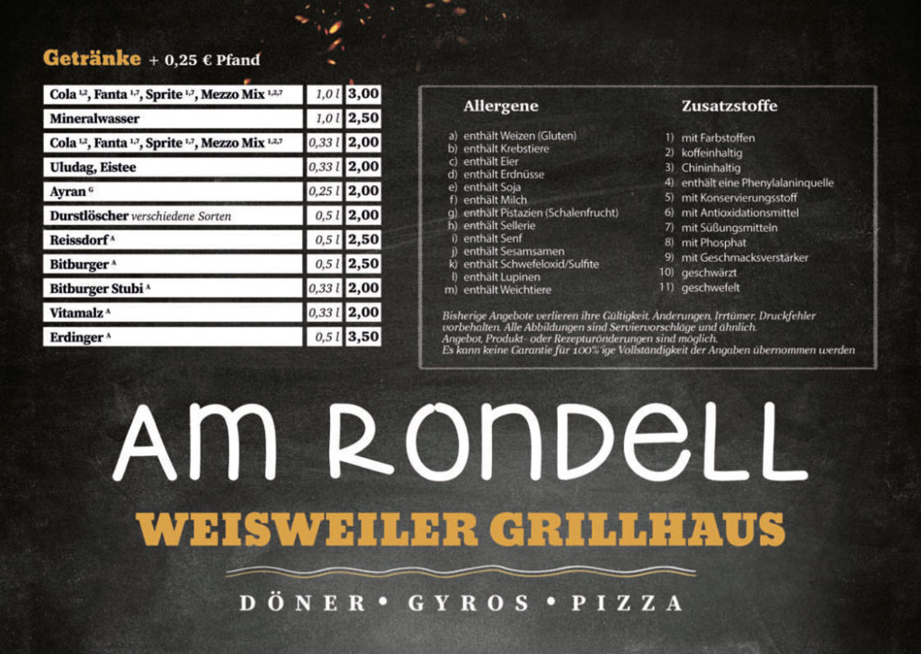 Grillhaus Weisweiler Speisekarte